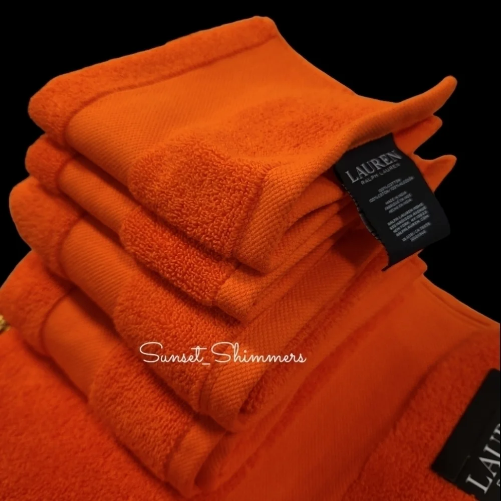 6pc Ralph Lauren Wescott Summer Ora Orange Bath Hand Washcloth Towel Set New